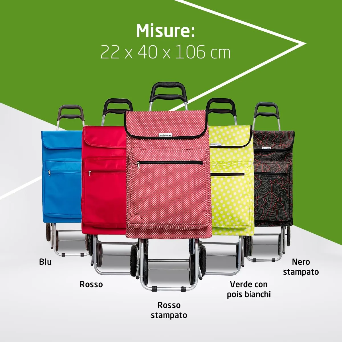 Amig carrello spesa 4 ruote 48 litri blu 15 kg