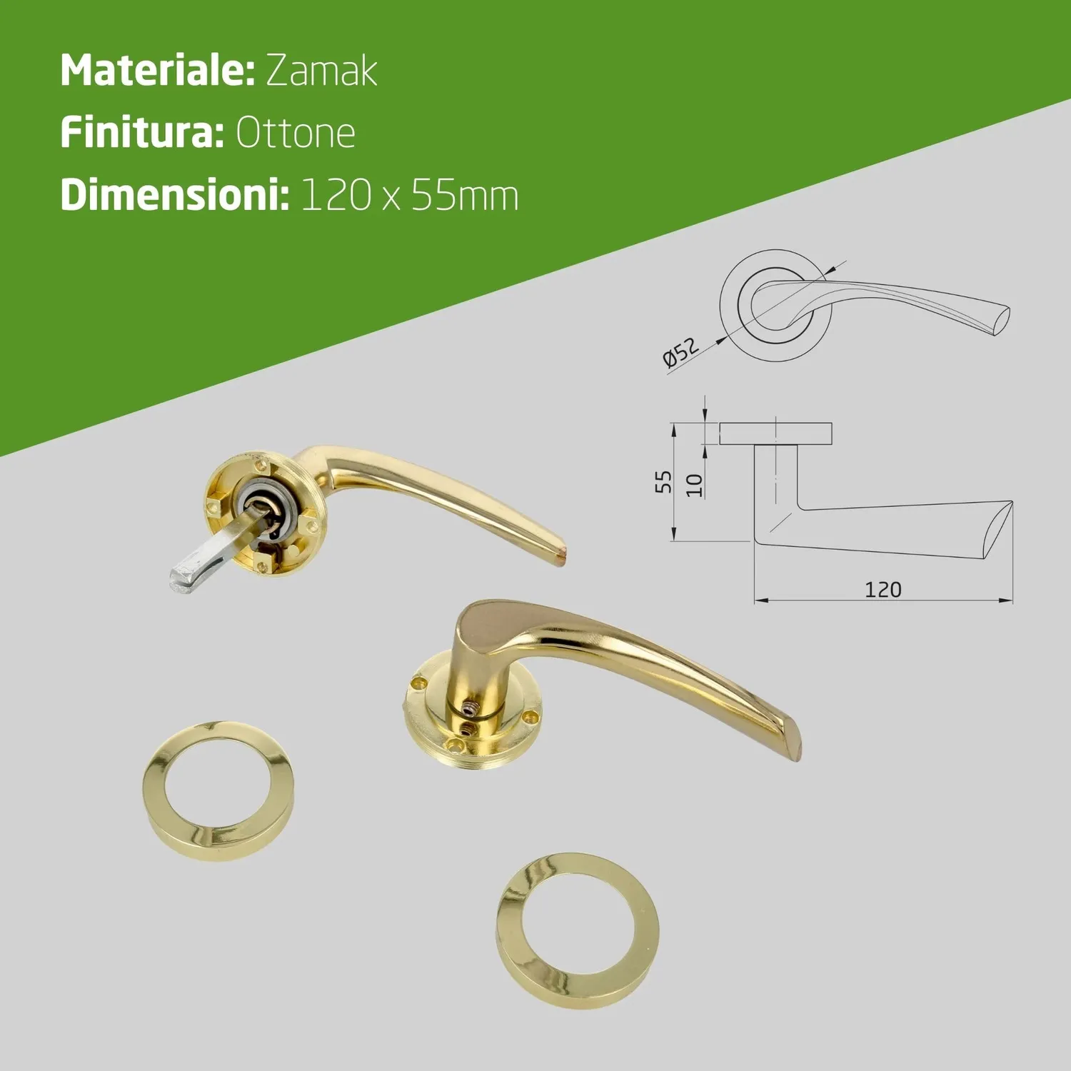 Amig maniglia porta rosetta oro set 2 pezzi
