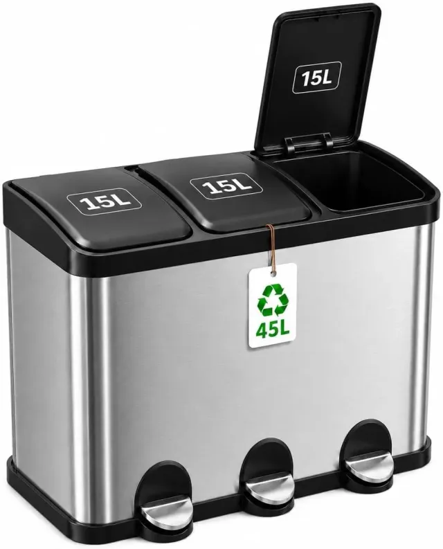 Amig RECIK3-3 pattumiera tripla 45L argento inox