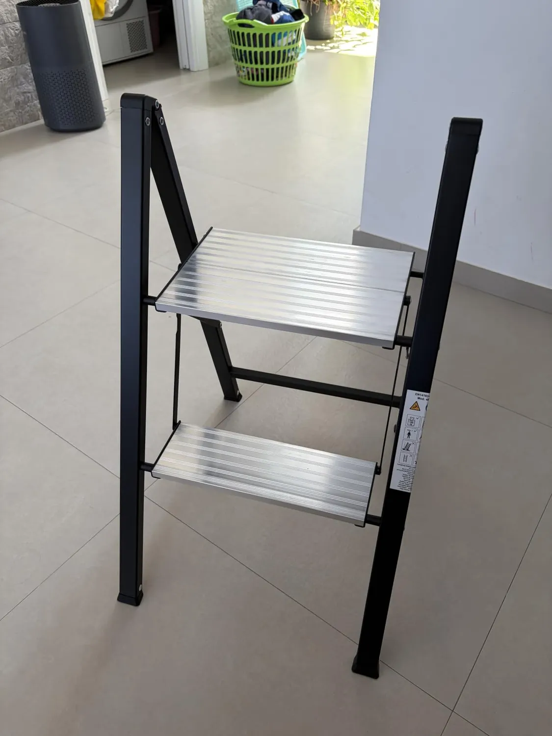Amig Sgabello Pieghevole 2 Gradini Nero 66x48x40 cm