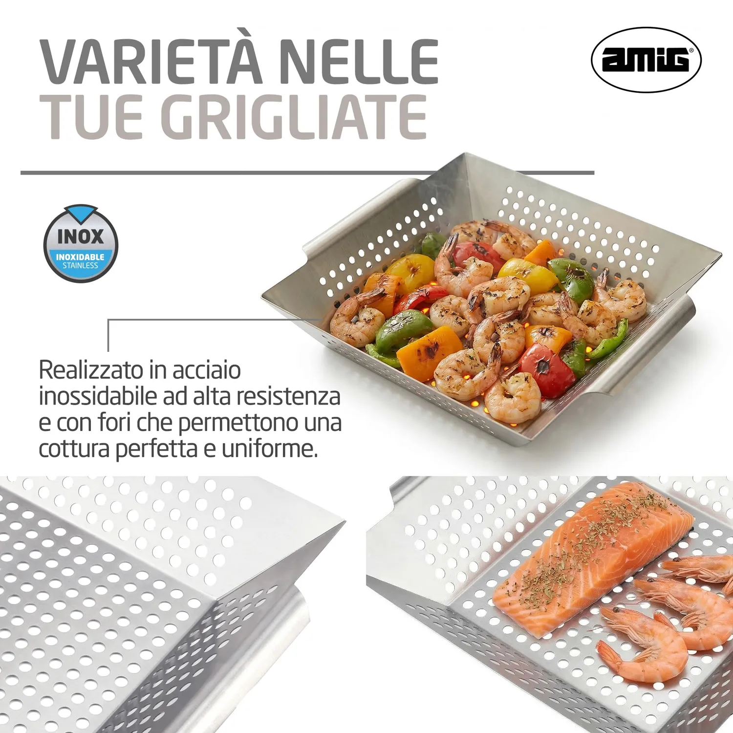 Amig AM07 cesto barbecue verdure acciaio 29 cm