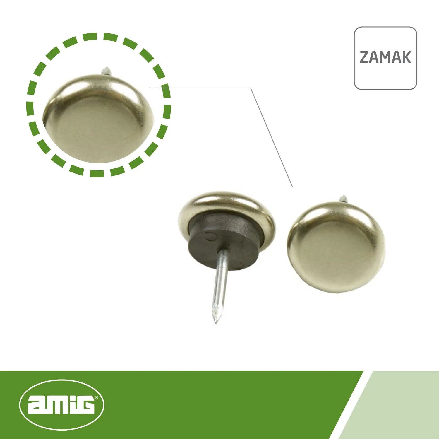 Amig 60 puntale con chiodo 22 mm nichel per moquette