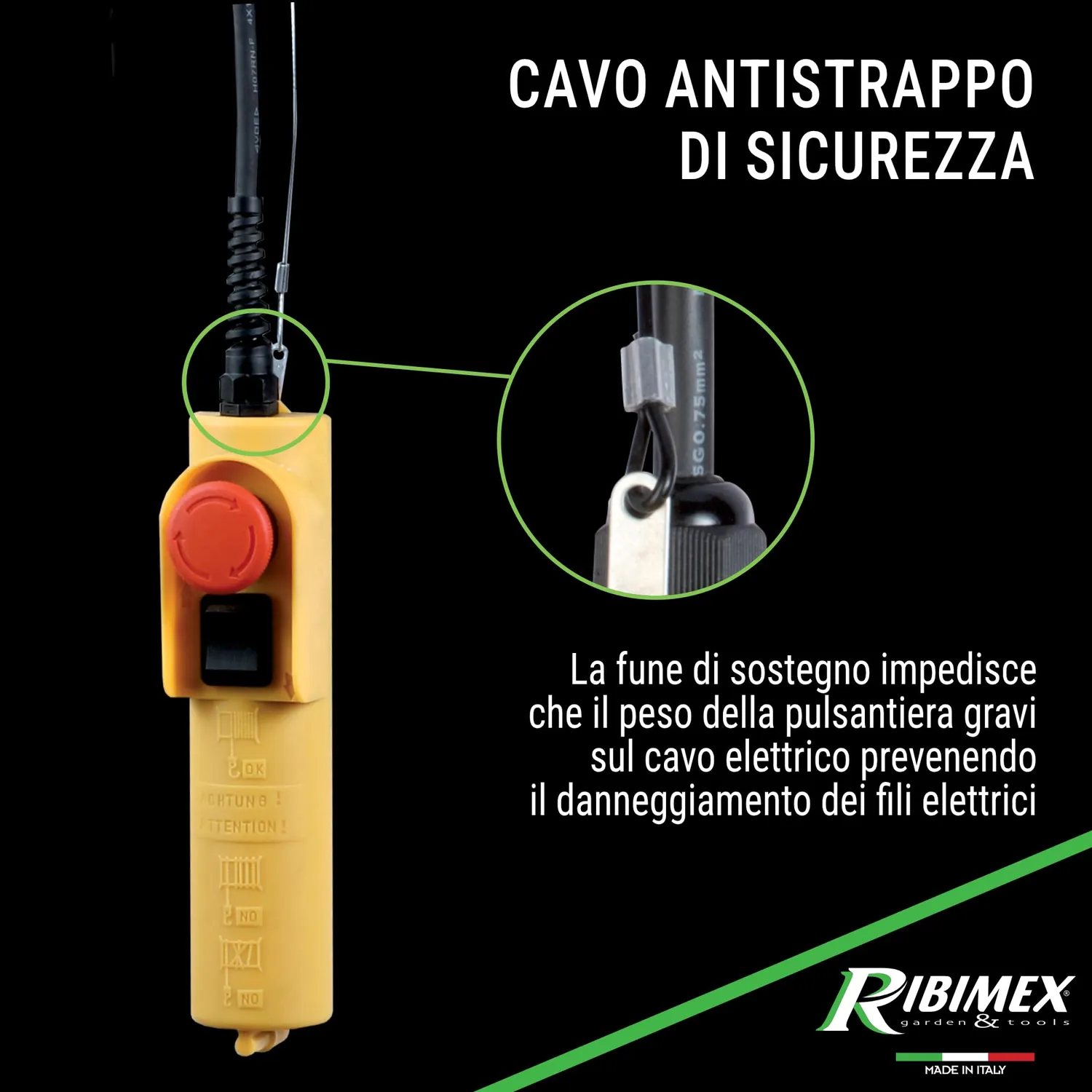 Ribimex PE125/250C/1 paranco elettrico 125/250 kg cavo 18 m