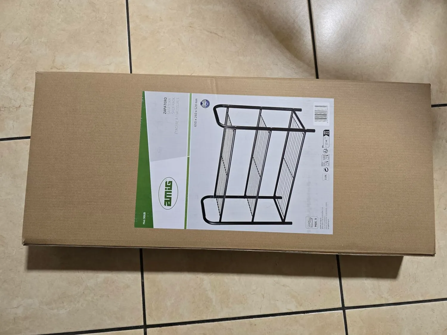 Amig scarpiera metallo 3 ripiani 9 paia 65x25 cm nera