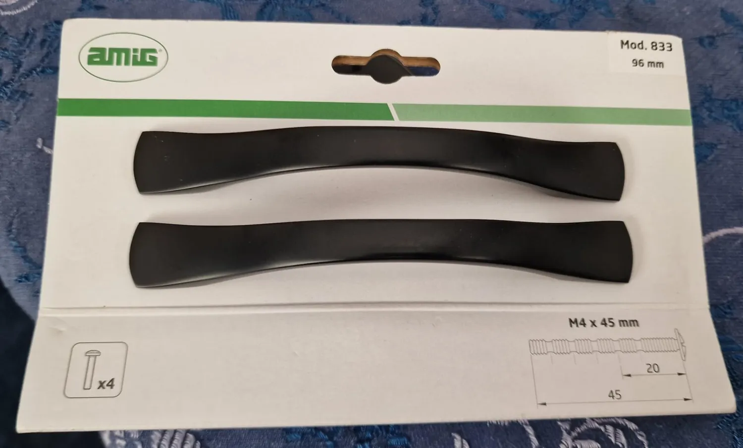 Amig 833 maniglie mobili 96 mm nero opaco zamak 2 pezzi