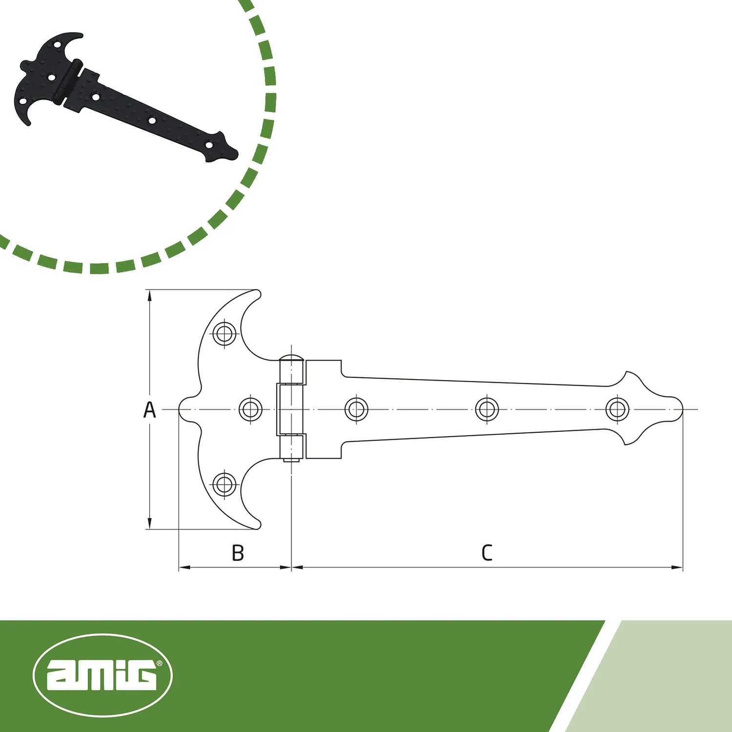 Amig 551 cerniera a 2 pale nera 120x73 mm acciaio forgiato