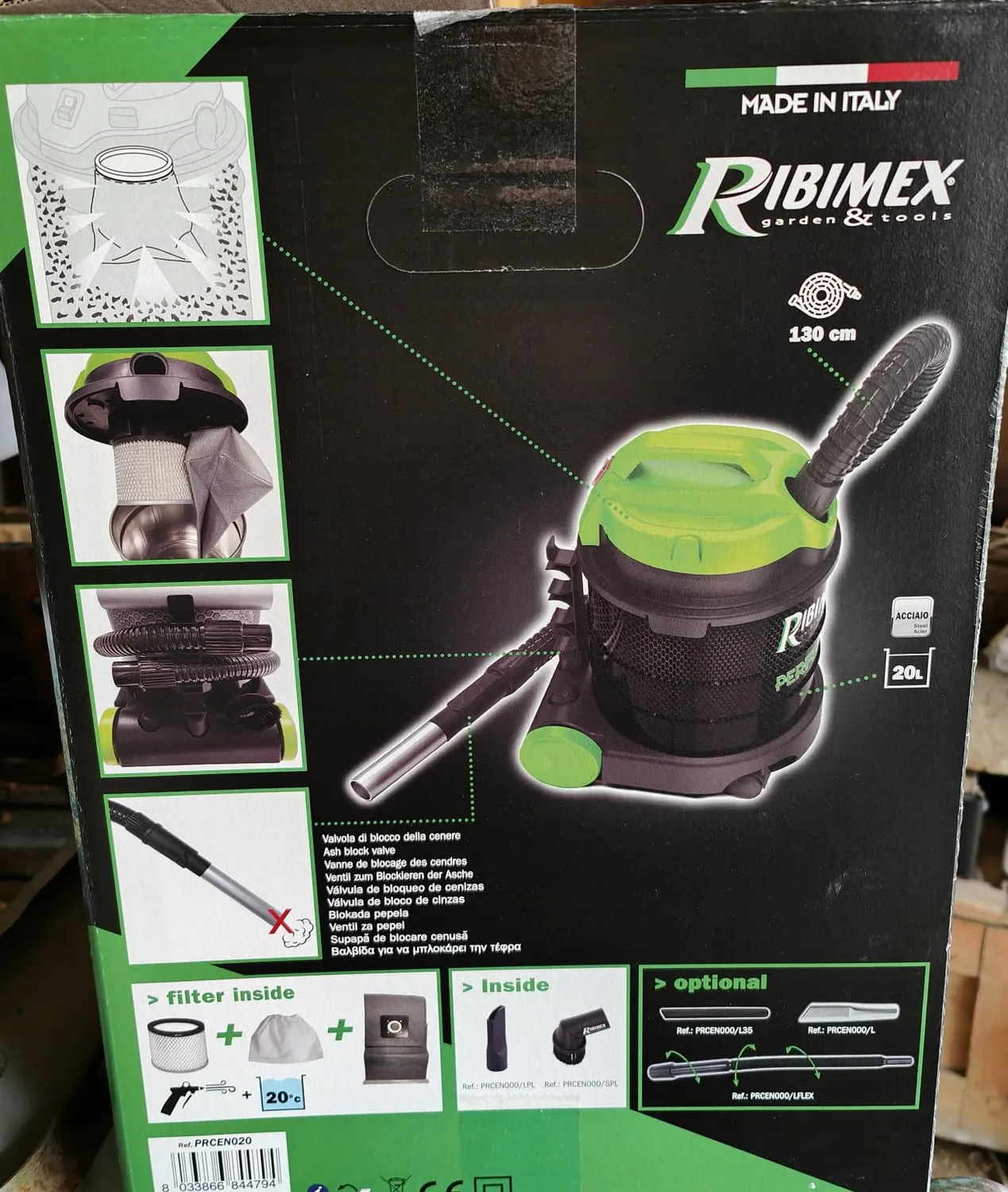 Ribimex Perfetto aspiracenere 20 L 1200 W con soffiante