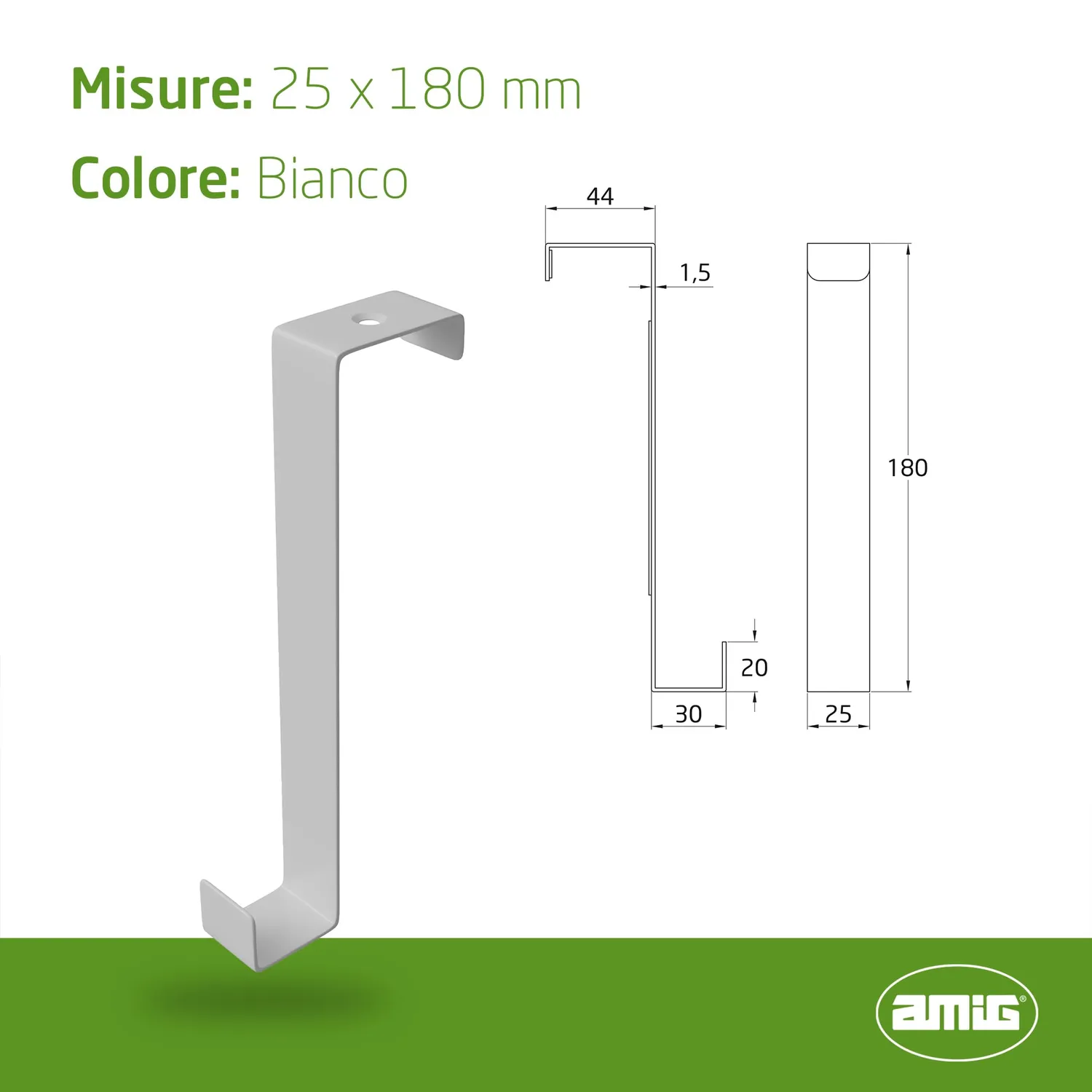 Amig CP40 appendino per porta bianco in acciaio