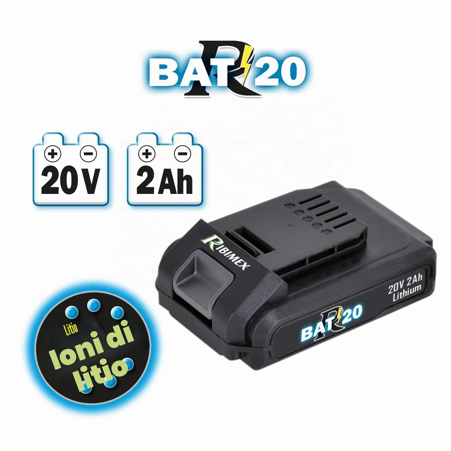 Ribimex RBAT20 batteria litio 20V 2Ah