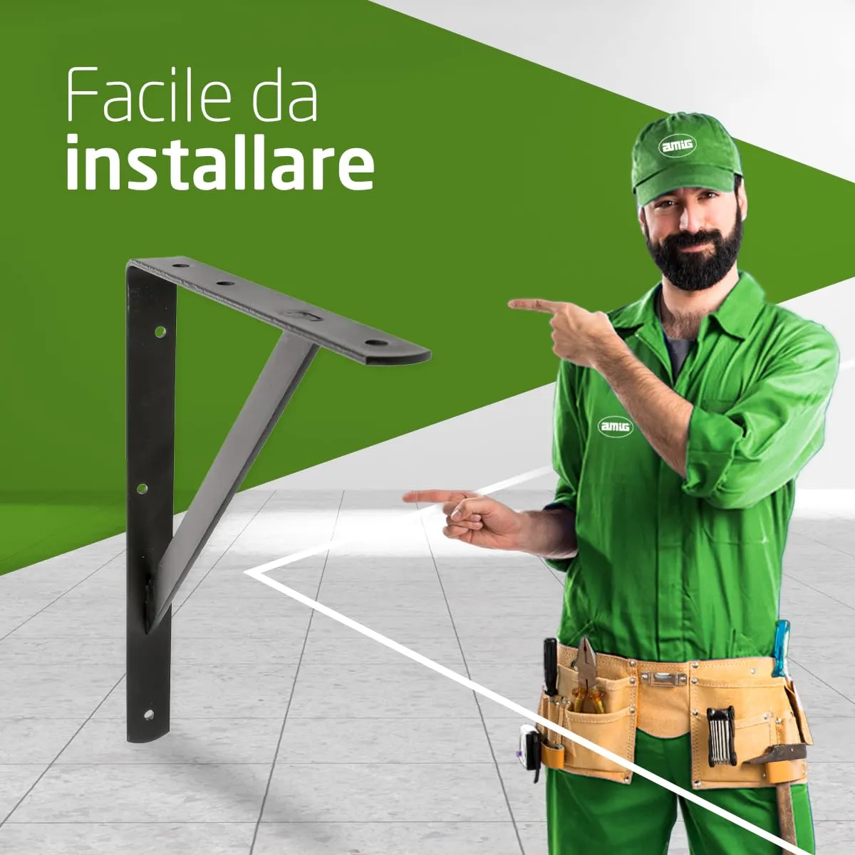 Amig staffa mensola acciaio nera 300x225 mm 260 kg