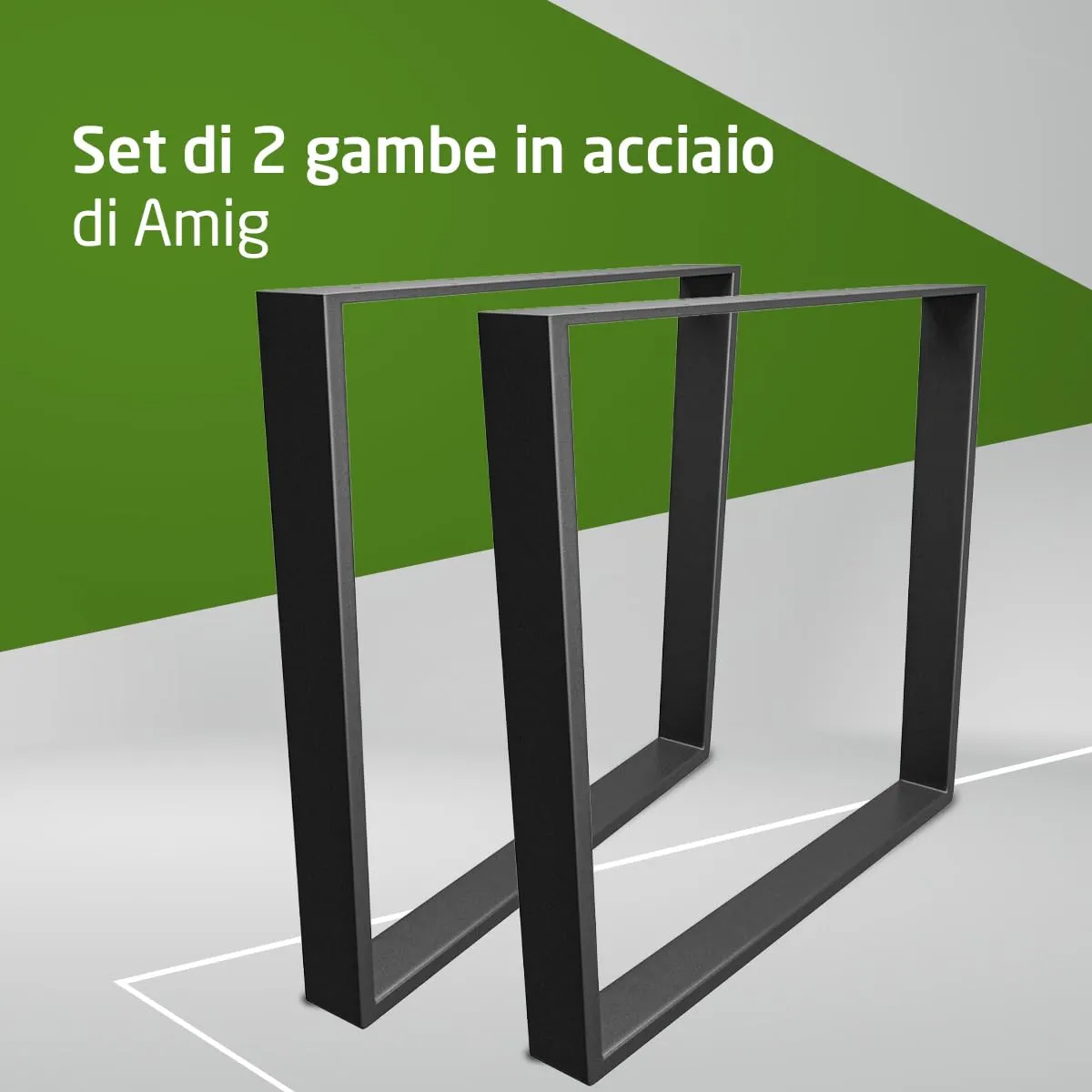 Amig 2400 gambe tavolo in acciaio nero set 2