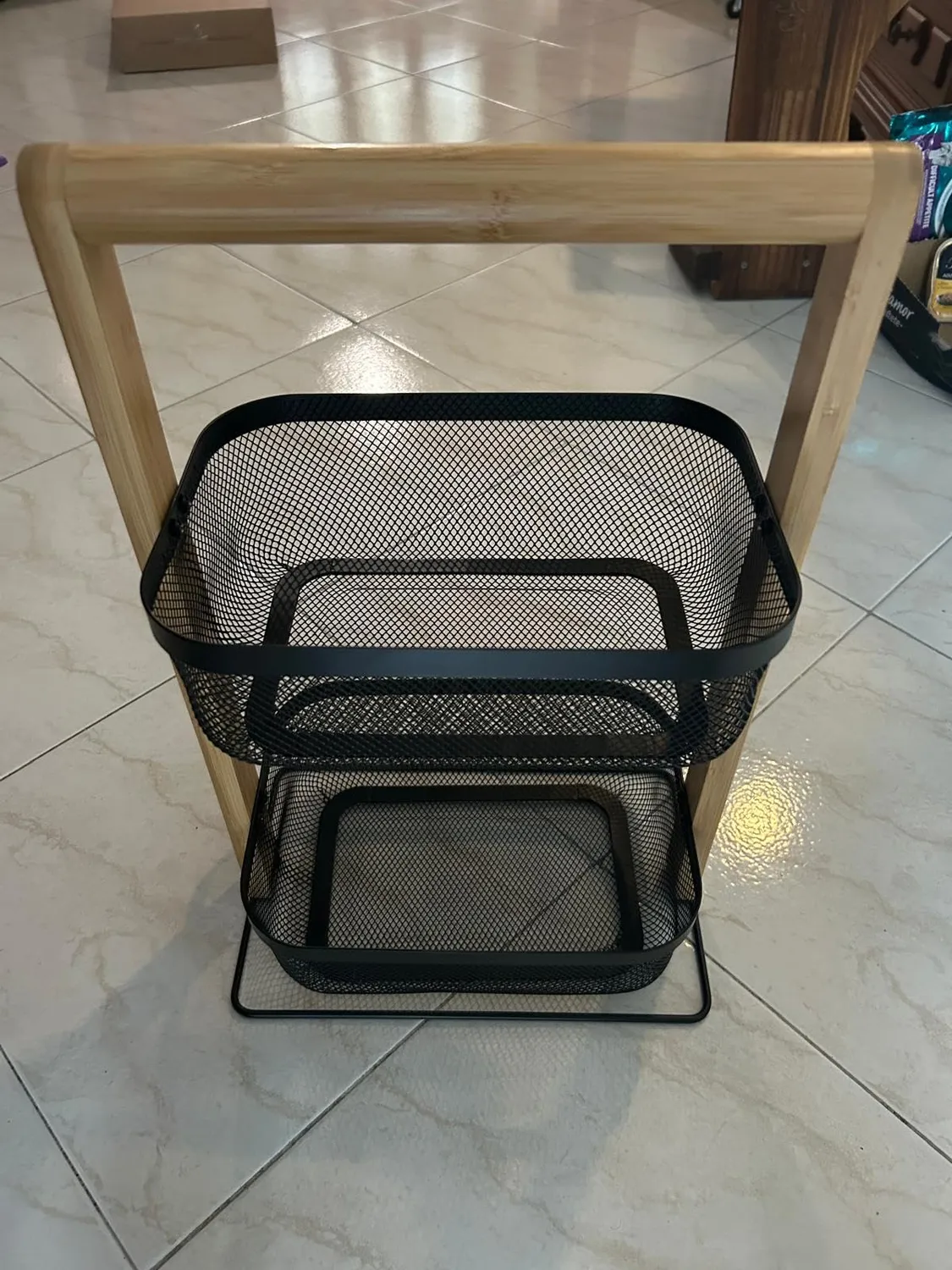 Amig scaffale 2 cesti 27x18x44 cm nero bambù