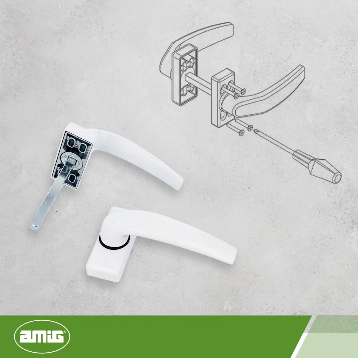 Amig Delta Set Maniglie Rosetta Alluminio Bianche 8 mm
