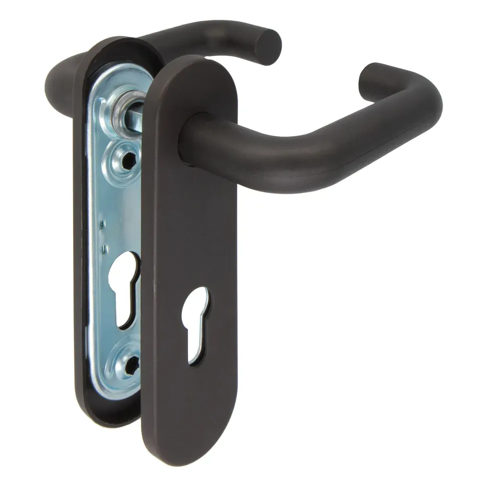 Amig Maniglia per Porta Nera Foro Chiave Placca 172x46 Uso Intensivo