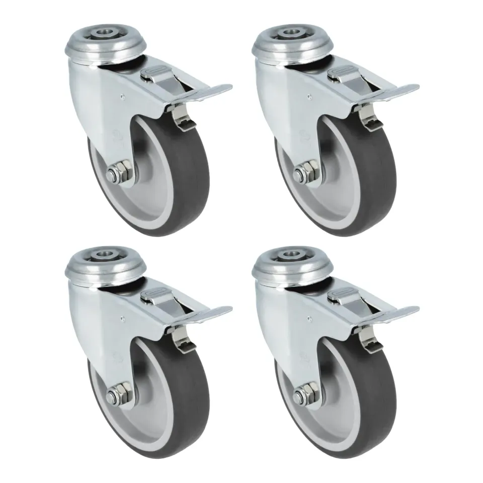 Amig set 4 ruote girevoli 100 mm con freno 90 kg