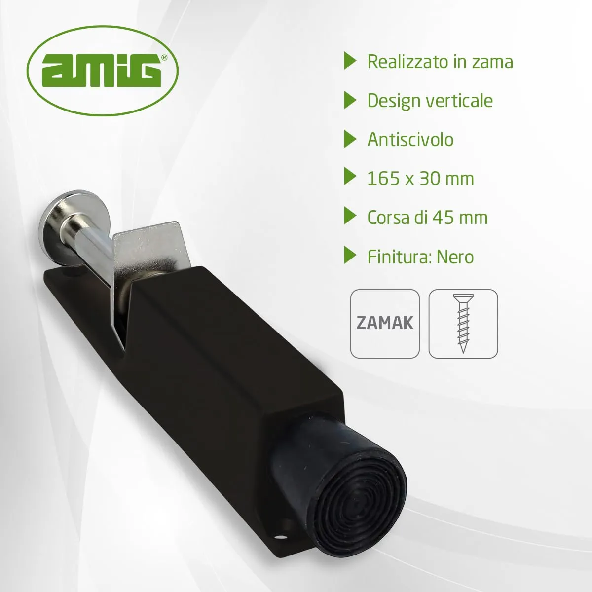 Amig Mod.11 Fermaporta a Pedale Nero 165 mm