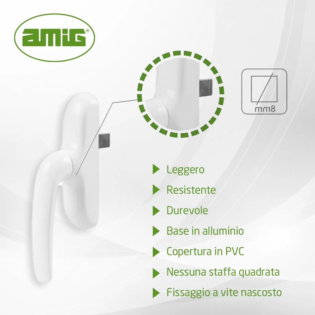 Amig Maniglia Finestra Oscillobattente 180 mm Bianca