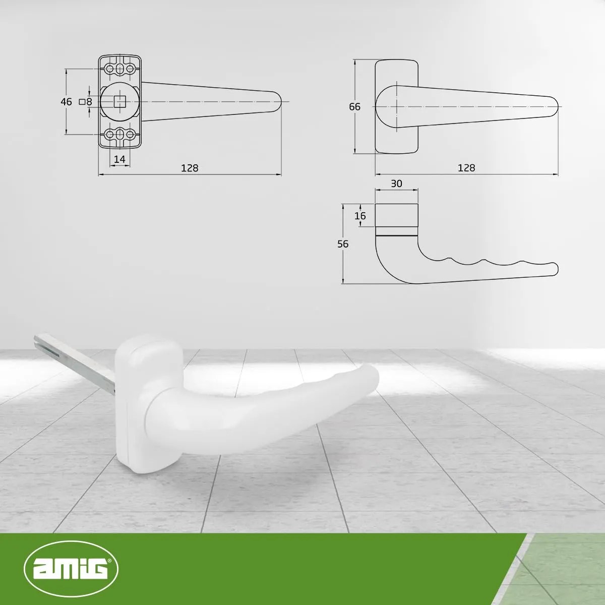 Amig Sendoa Maniglia con Rosetta Bianca 125x66 mm