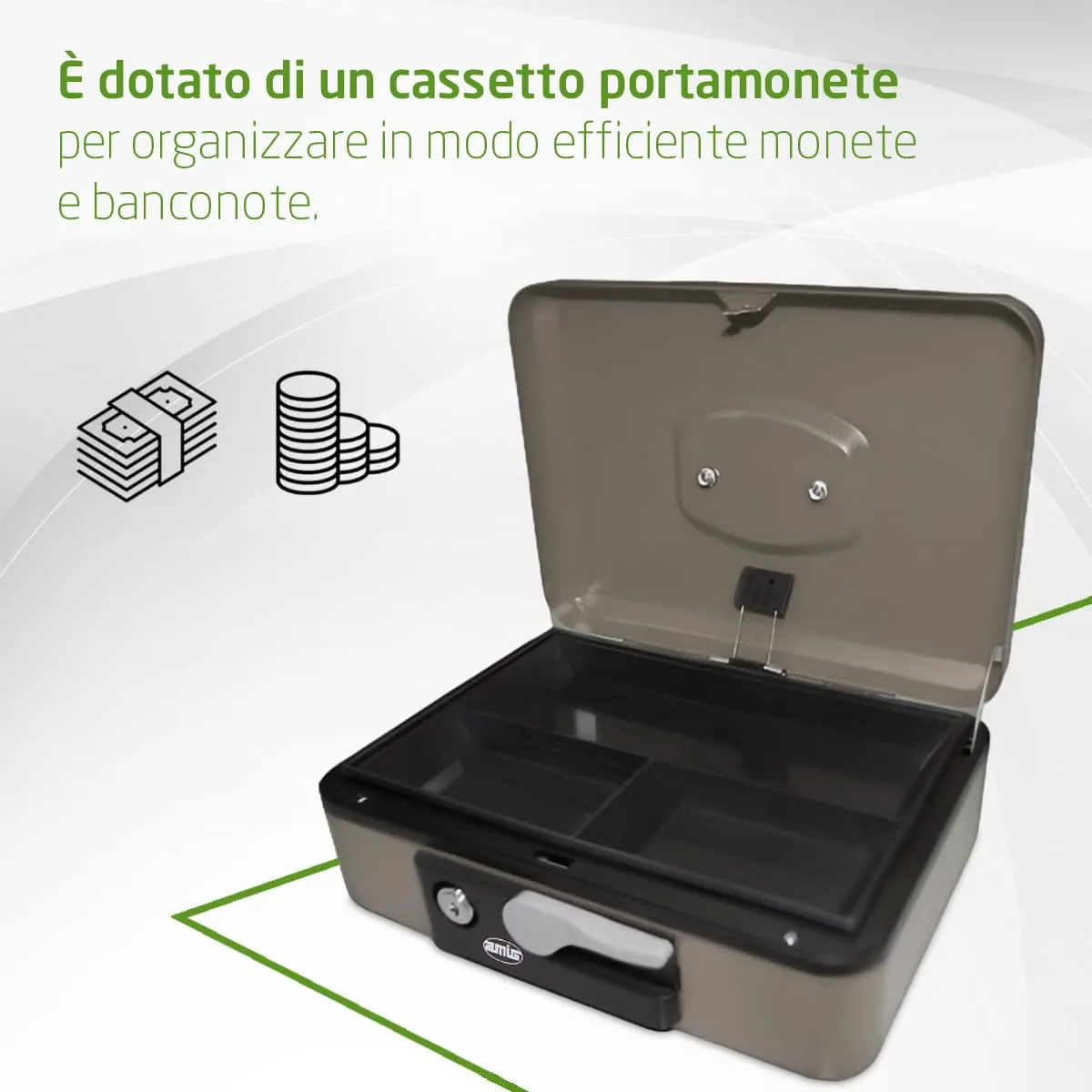 Amig cassaforte gray 165x125x80 mm con chiave