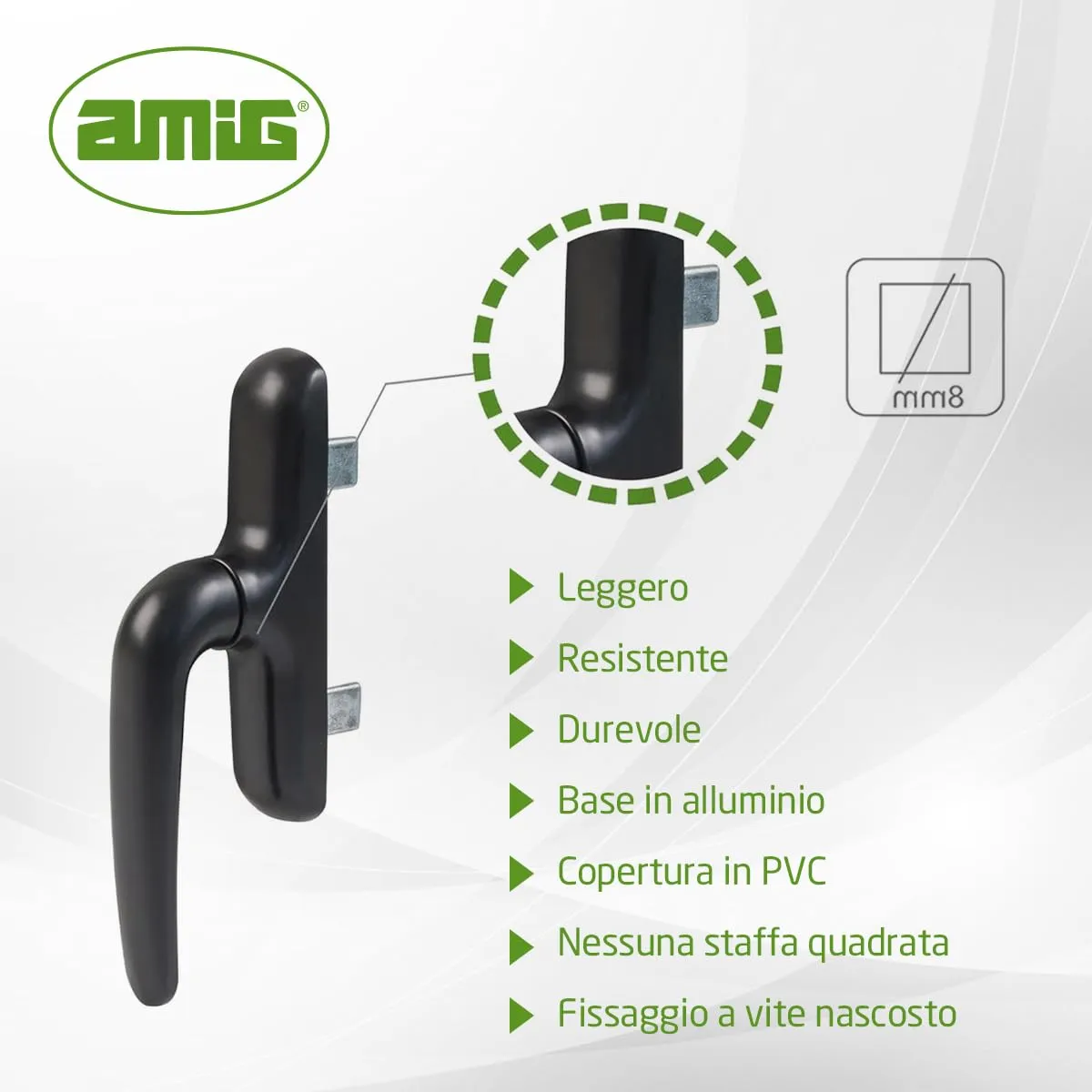 Amig 2800V-PR maniglia per finestre battente nera 180 mm