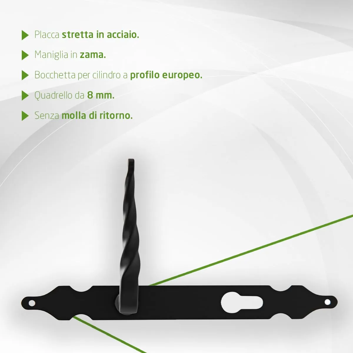 Amig Set 2 Maniglie Placca 250x28 mm Nere Foro Chiave