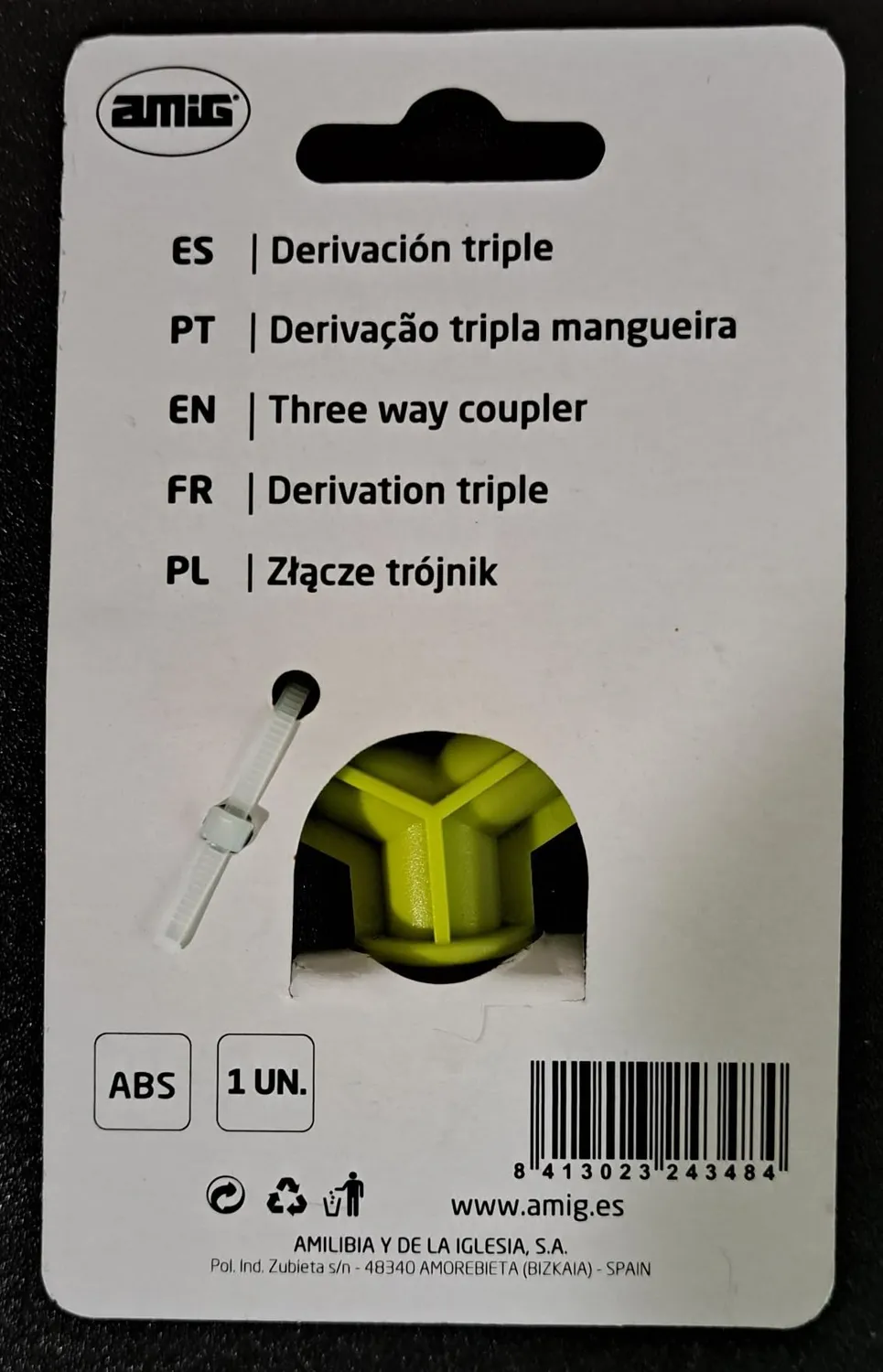 Amig R07 24348 derivazione tripla ABS verde pistacchio