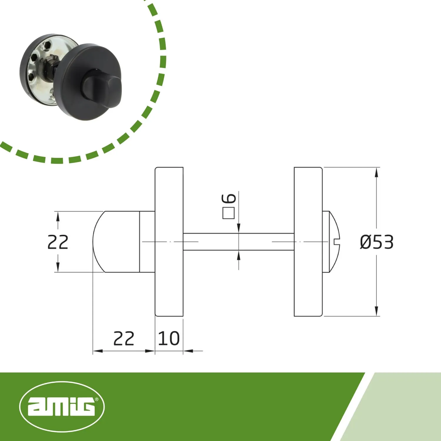 Amig 9RX Nottolino Maniglia Rosetta Tonda Nero Ø53 mm