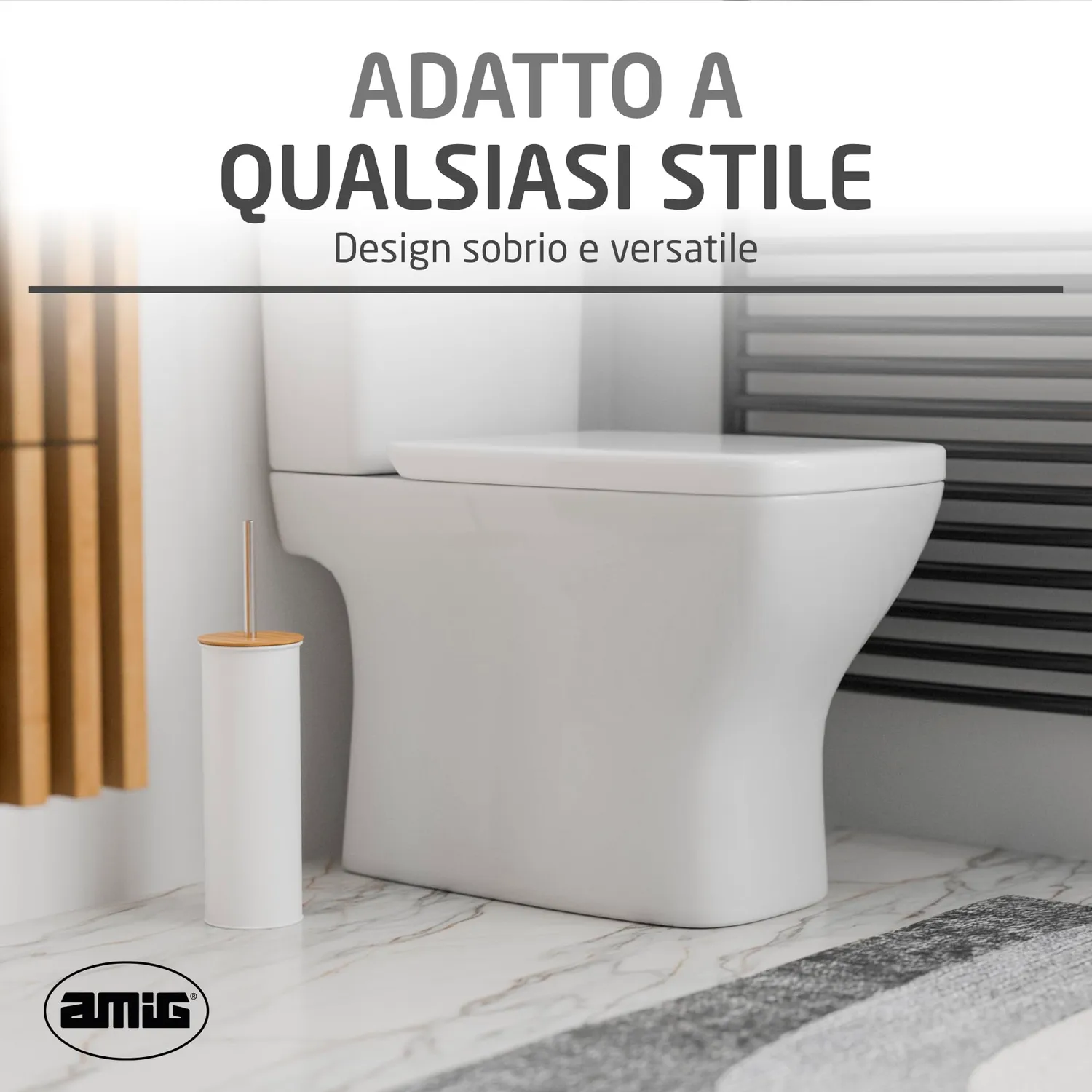 Amig Naturline portascopino bianco bambù 95x380 mm