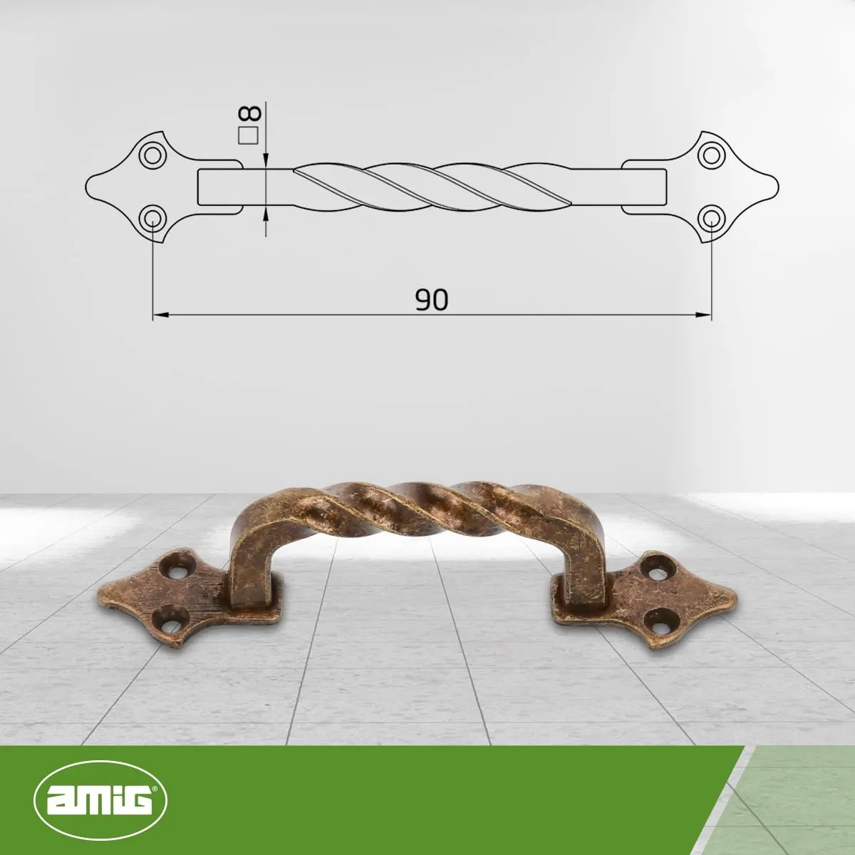 Amig 1002 maniglia mobili 90 mm cuoio