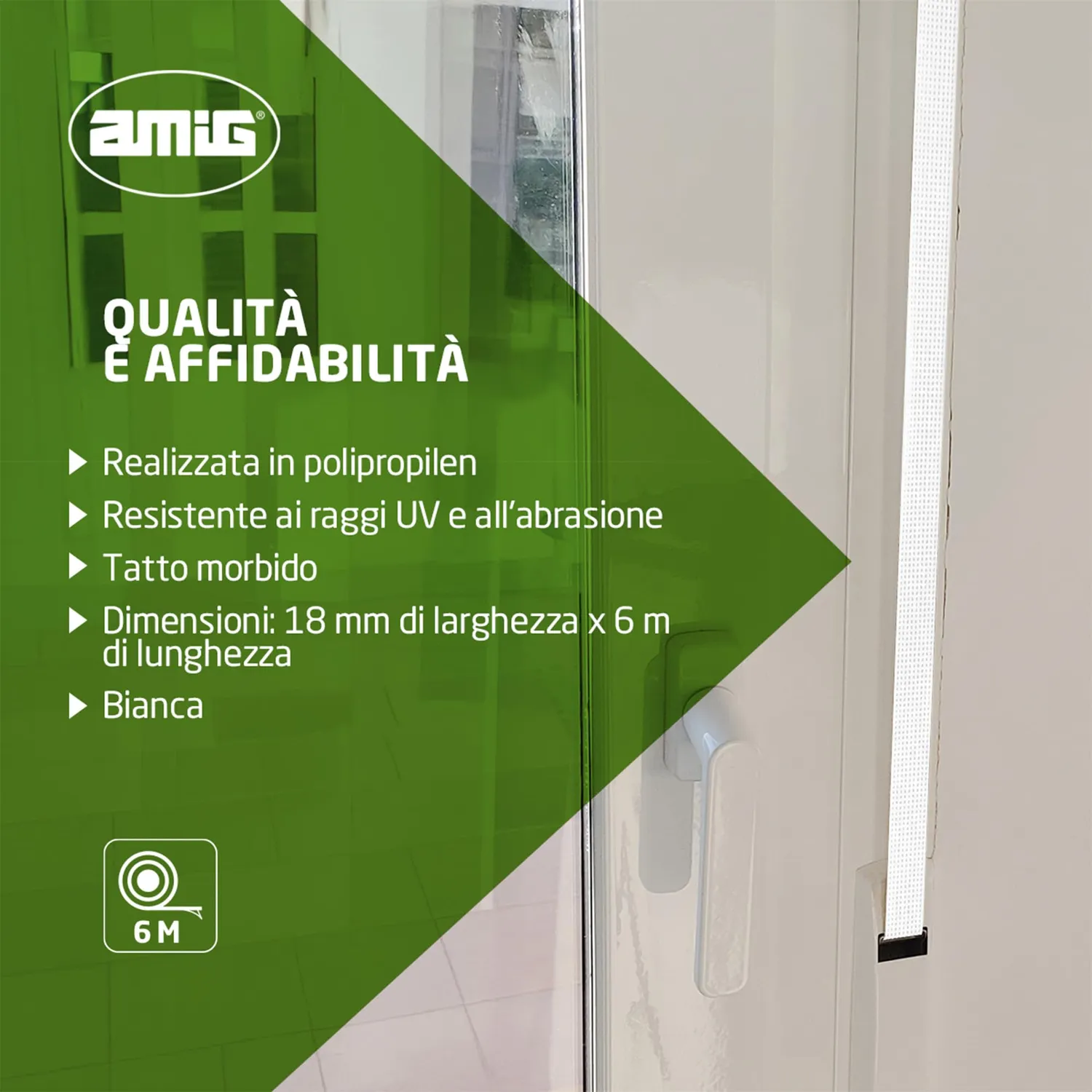 Amig Nastro Tapparella Bianco 18 mm x 6 m Polipropilene