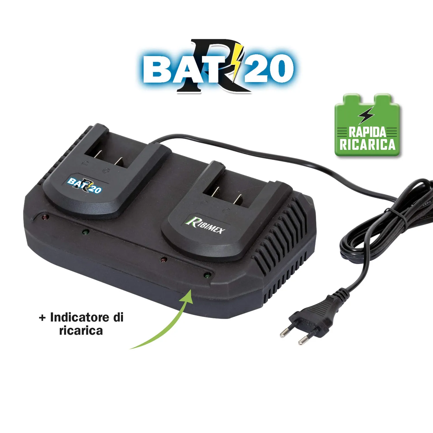 Ribimex PRBAT20/TON33 Rasaerba Batteria 20V con 2 Batterie