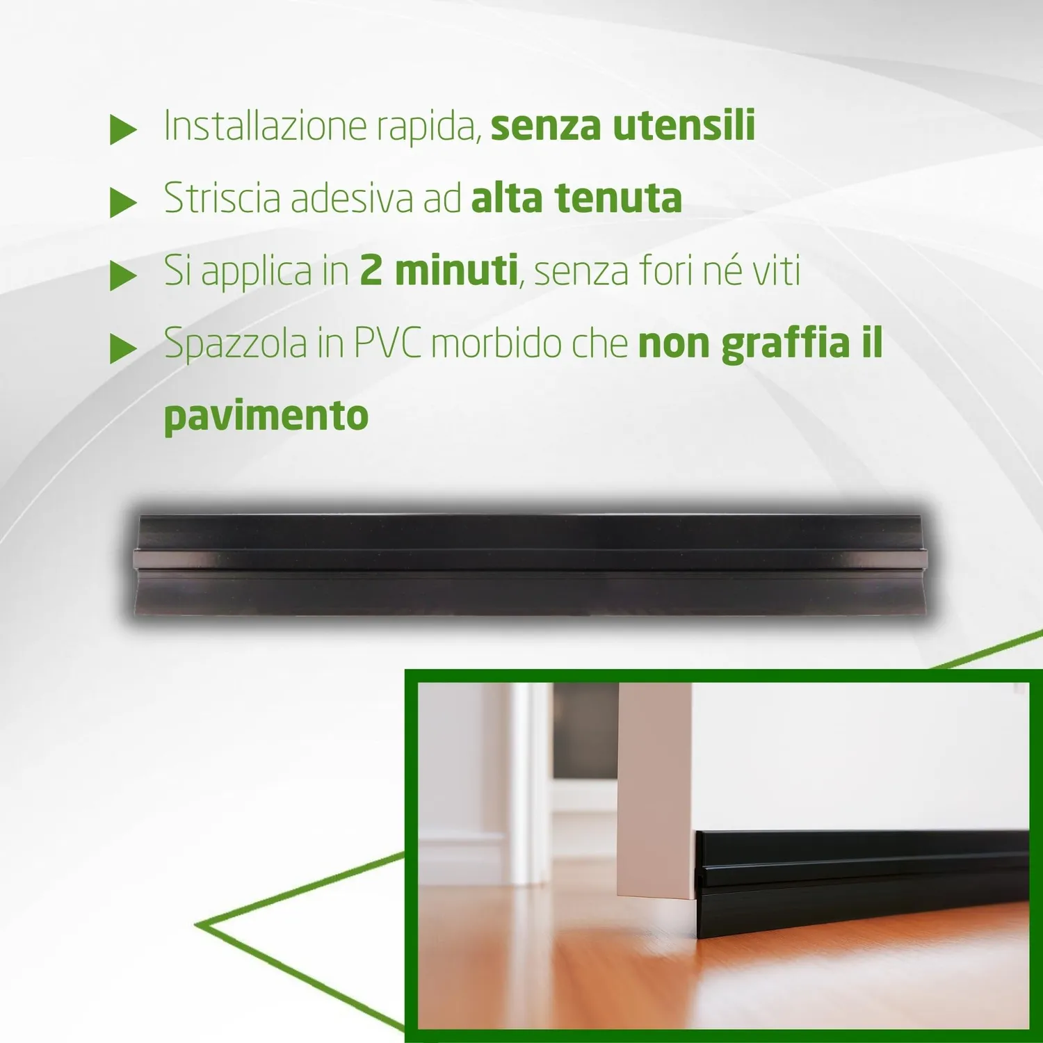 Amig guarnizione sottoporta spazzola 1 m nera adesiva