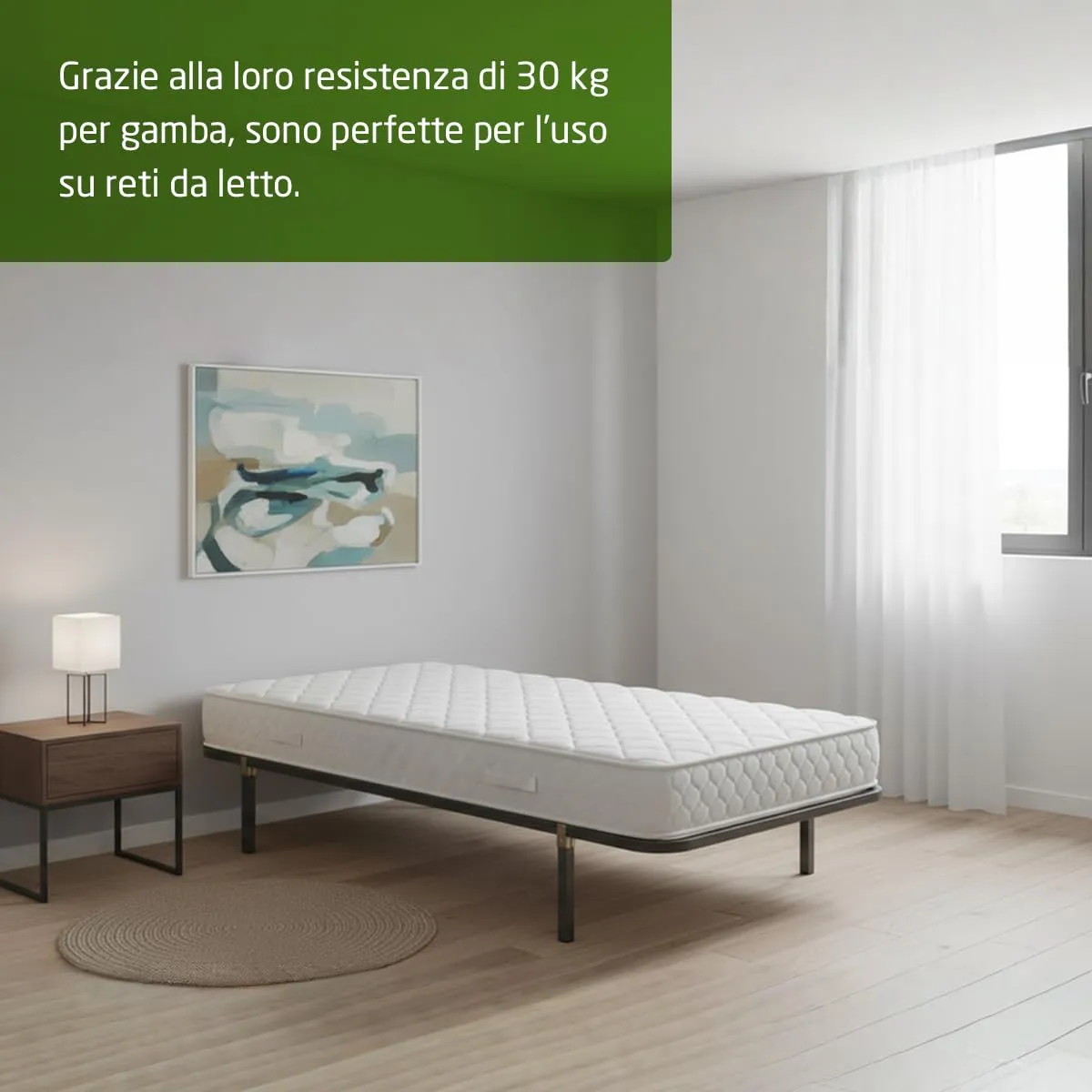 Amig set 4 gambe letto acciaio nere 270 mm