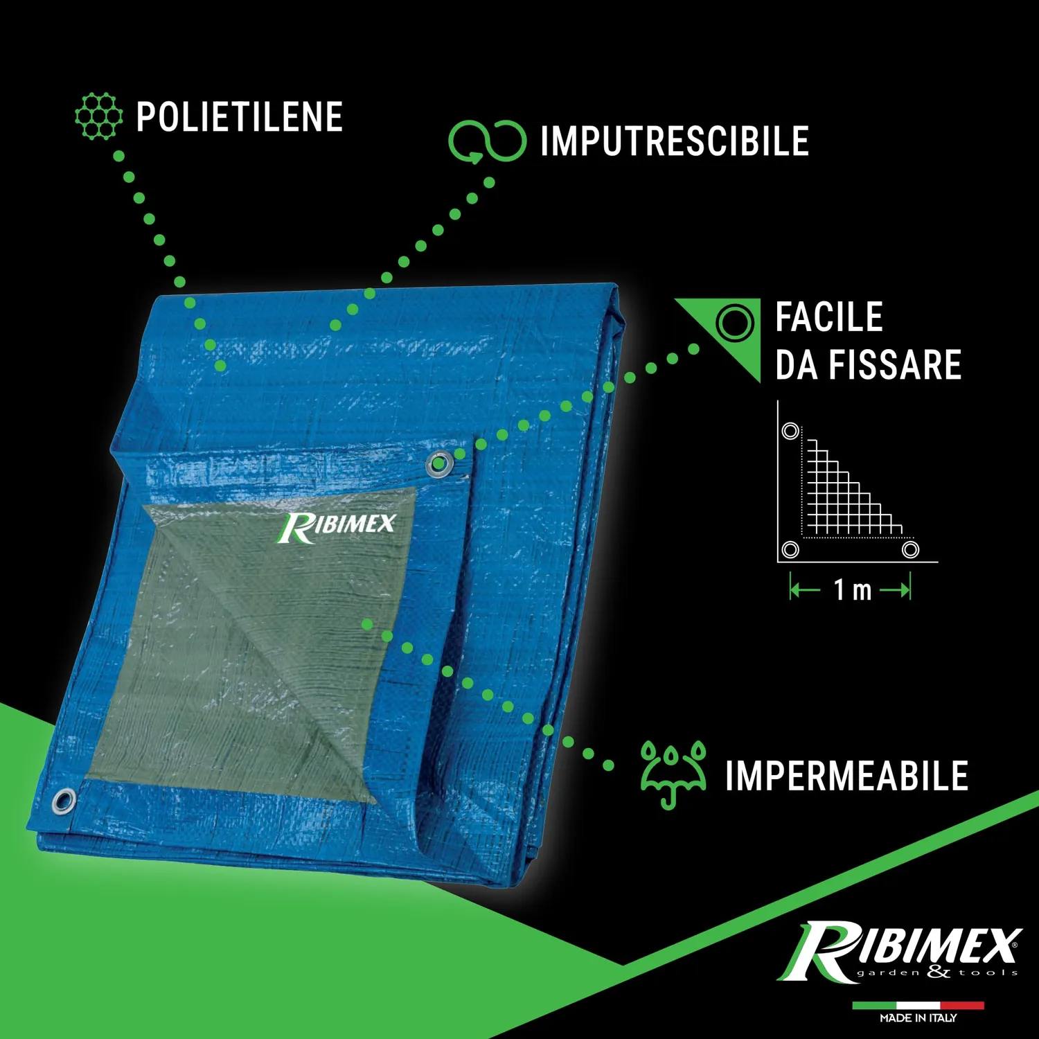 Ribimex telo protezione impermeabile 3x5 m polietilene 65g