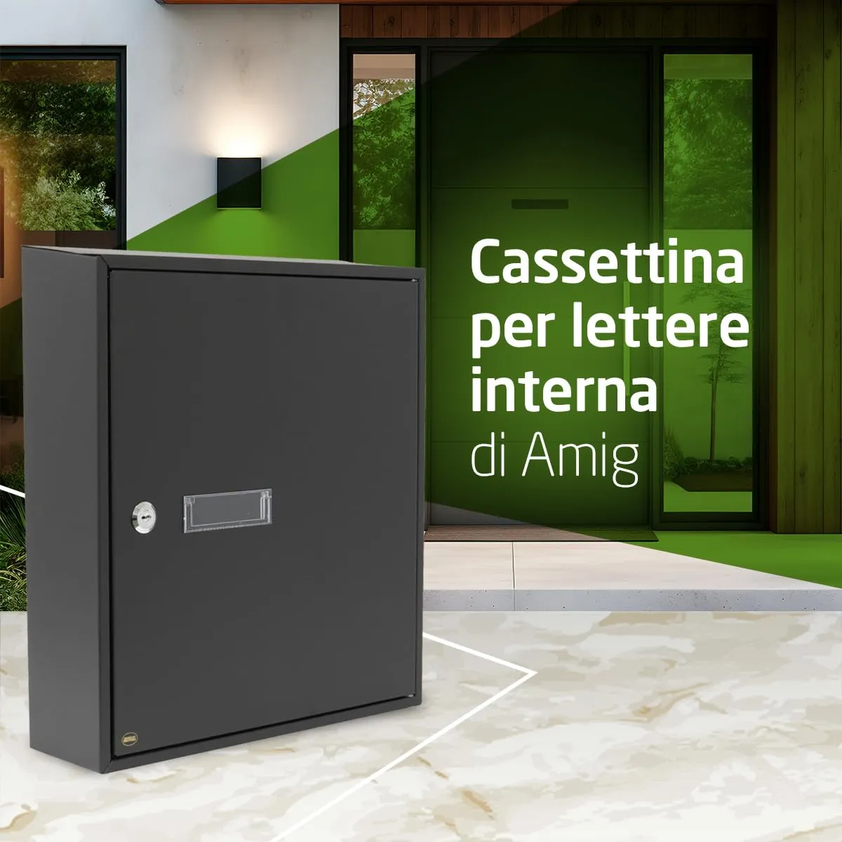 Amig cassetta postale nera acciaio 40x36x10 cm