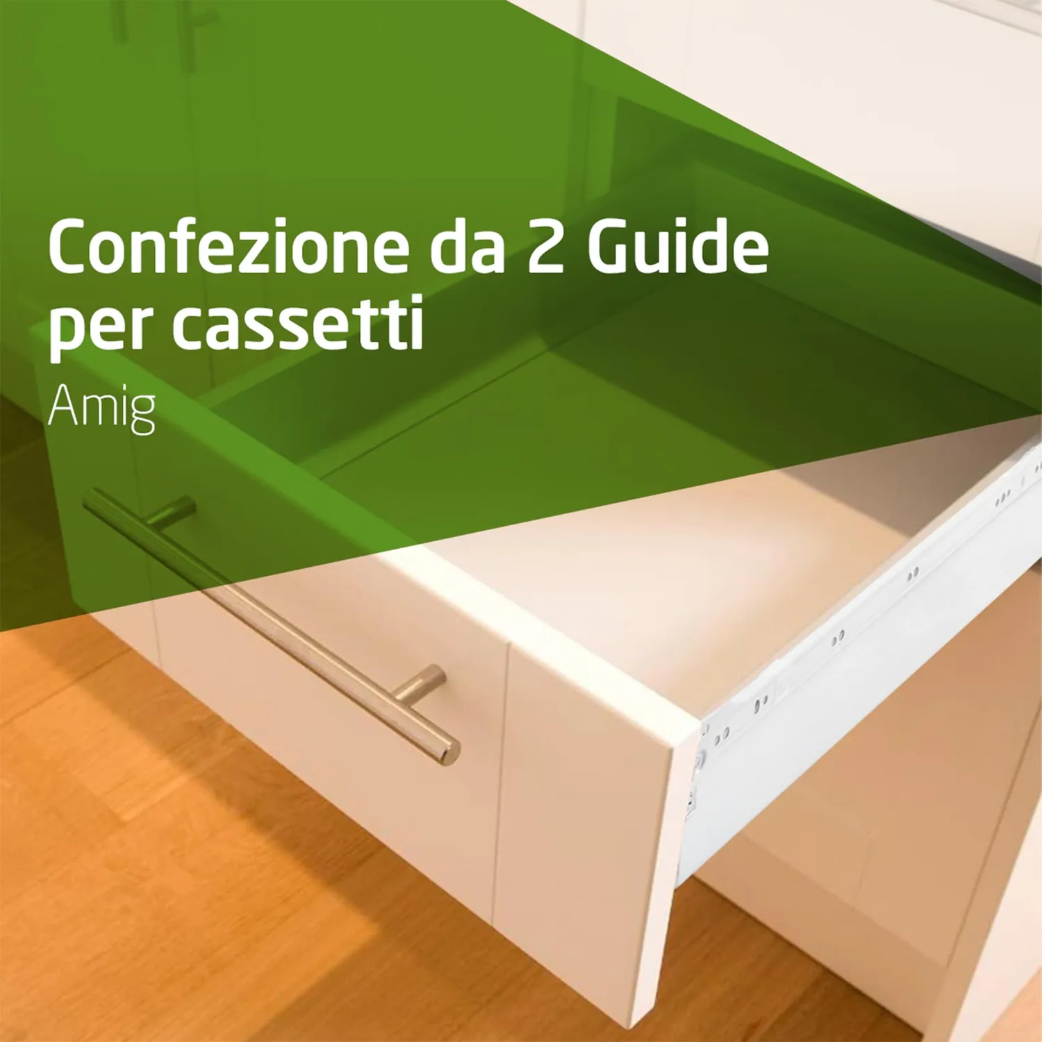 Amig Mod.30 guide cassetti bianche 400 mm 2 pz