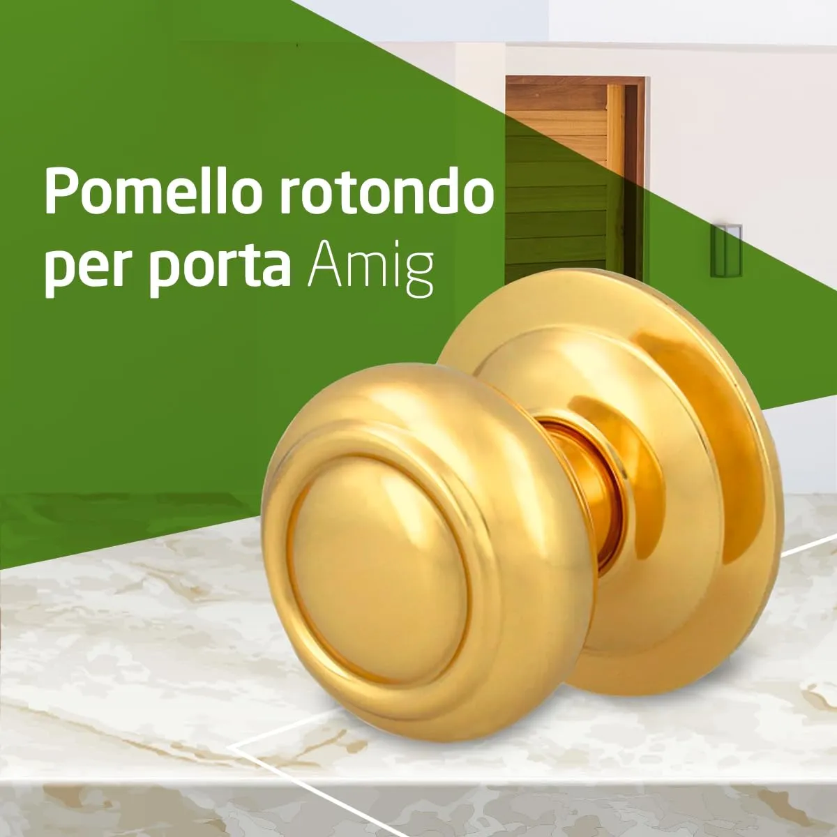 Amig 53 Pomello Porta Ottone Dorato Ø70 mm Esterno