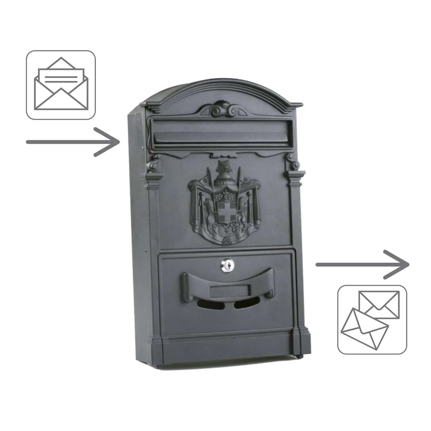 Amig Cassetta Postale Alluminio Nero Opaco 40,5x25,5x8,5 cm