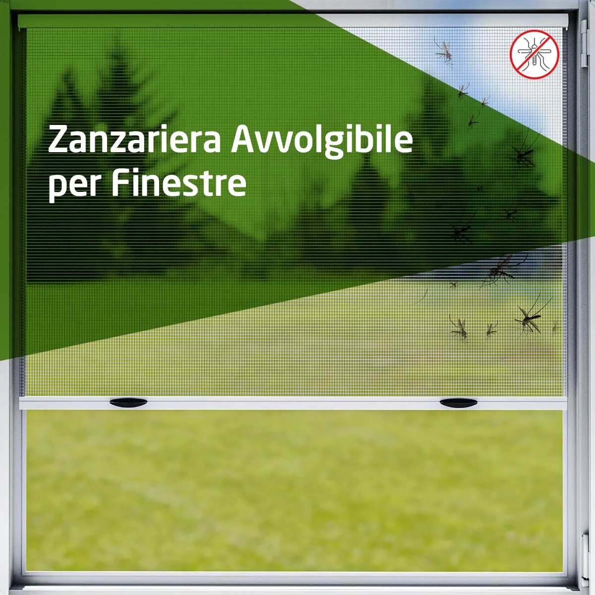 Amig Zanzariera Avvolgibile Finestra Alluminio 140x140 cm