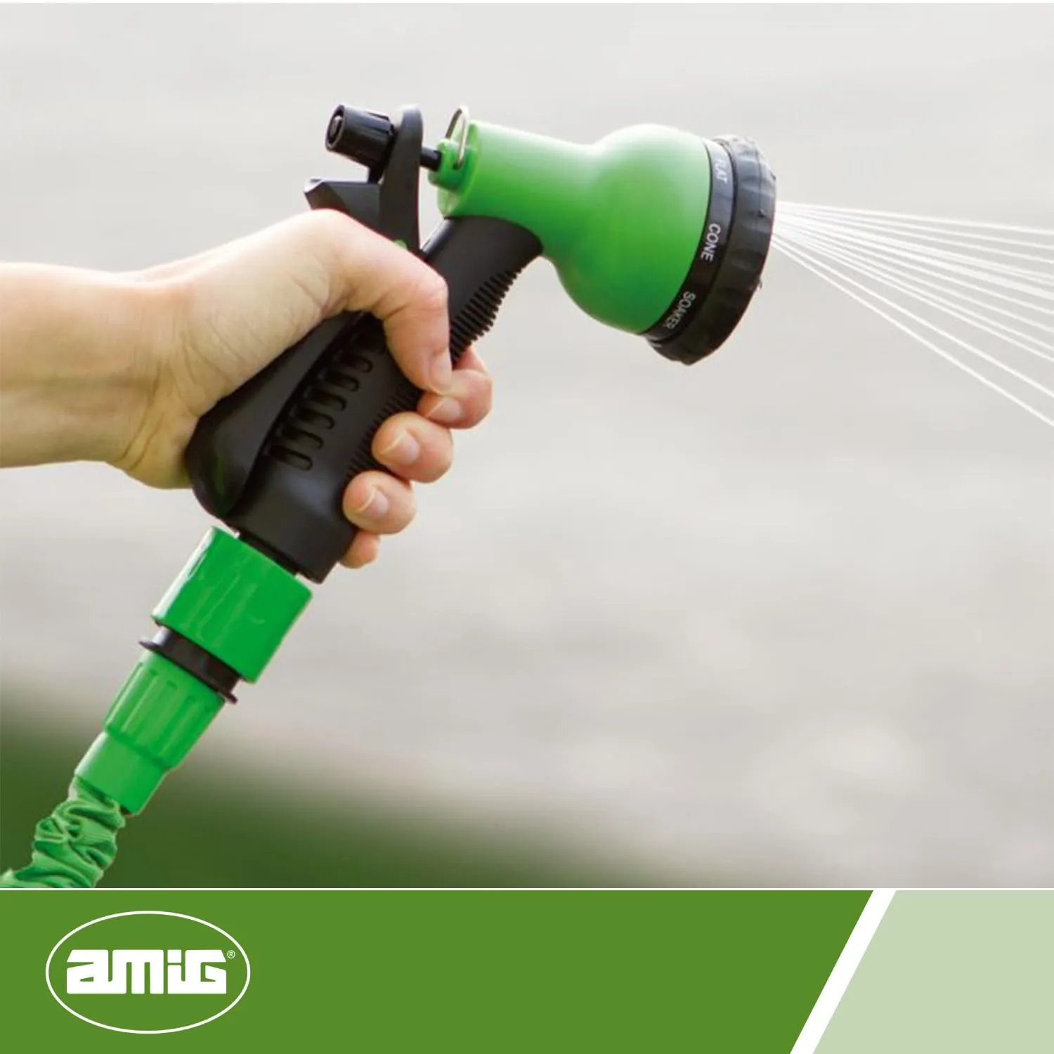 Amig Tubo Estensibile 15 Metri Verde con Pistola Doppio Lattice