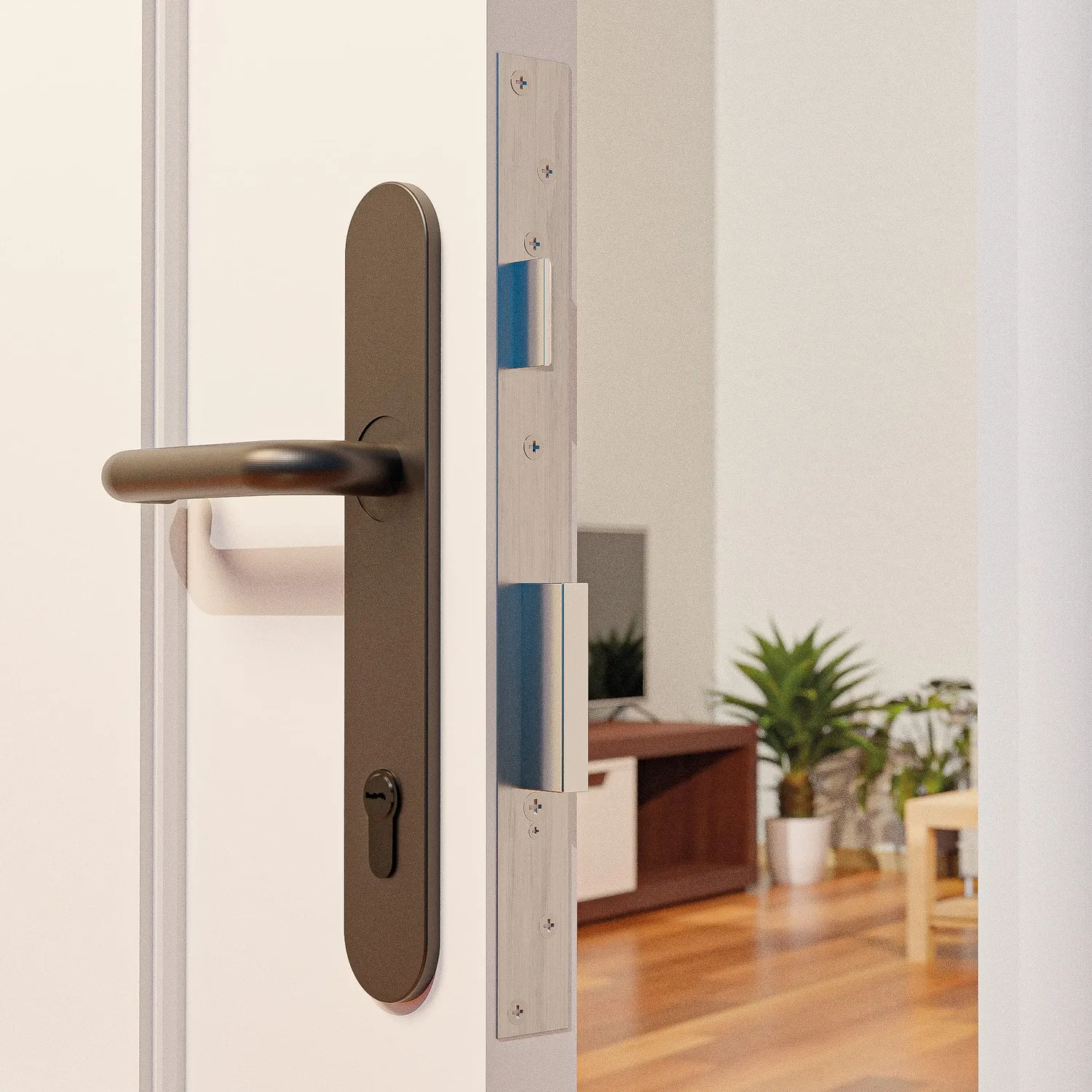 Amig Set Maniglia Placca 245x45 con Bocallave Nera