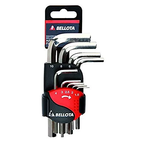 Bellota Set 9 chiavi a brugola nichelate con clip