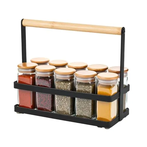 Amig portaspezie scaffale cucina acciaio nero e bambù