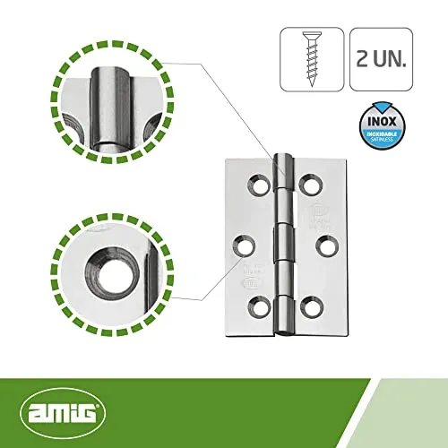 Amig 2002 cerniera 70x50 mm inox 2 pezzi