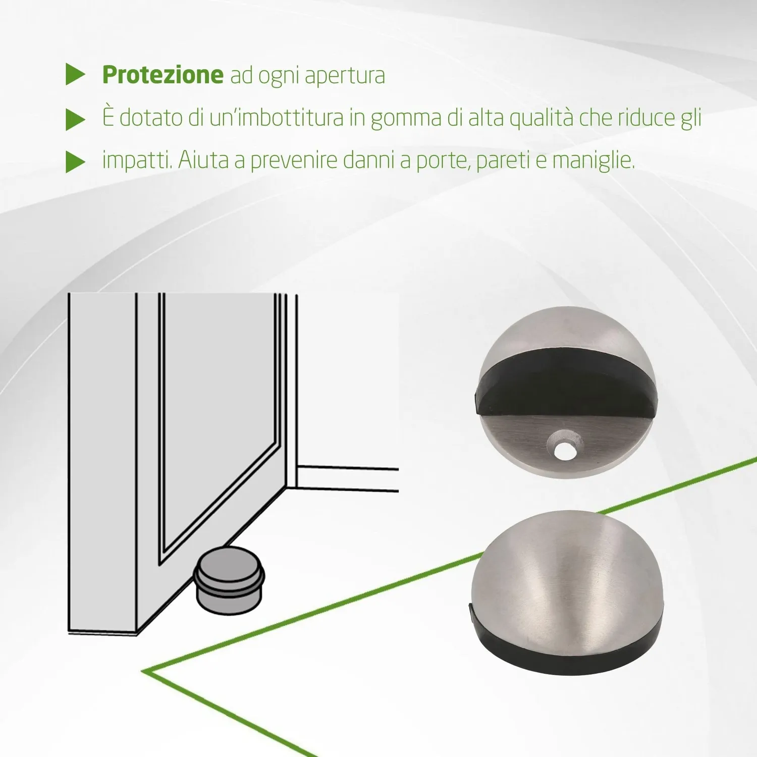 Amig fermaporta pavimento 45x25 mm inox opaco