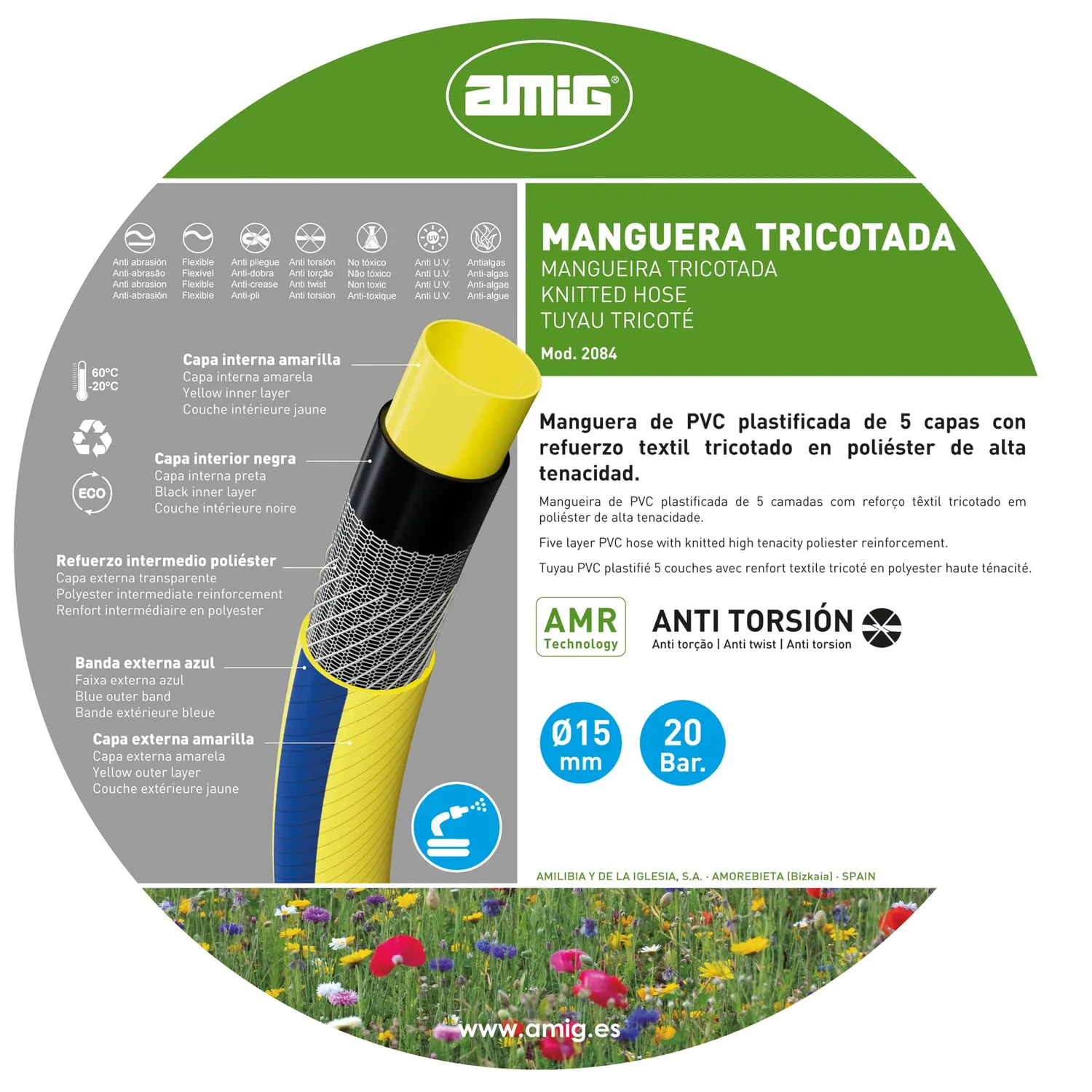 Amig tubo da giardino 25 m Ø19 mm giallo flessibile
