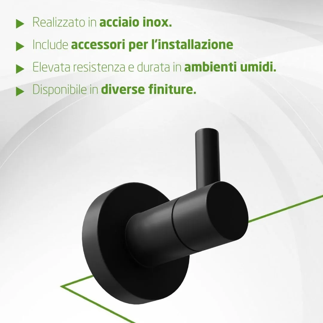 Amig Gorliz-5 Gancio Portasciugamani Nero Opaco