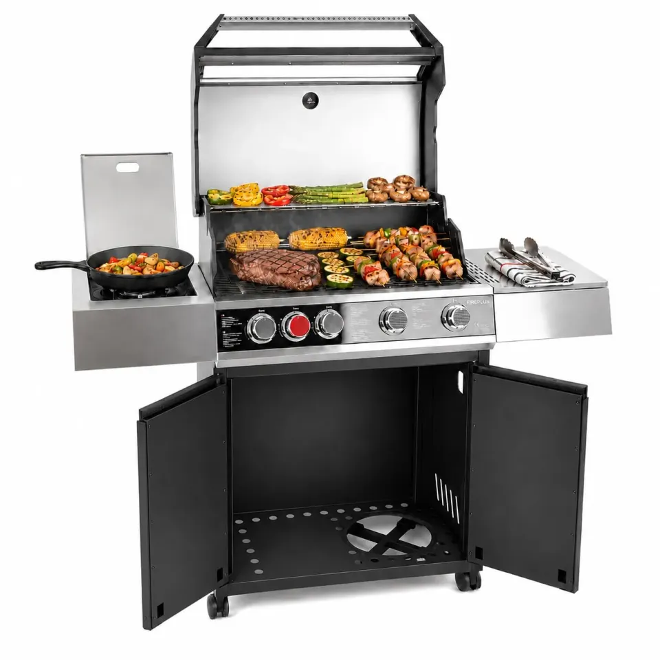Amig Fireplus GRILL-2 5F Barbecue Gas XXL Nero Ghisa