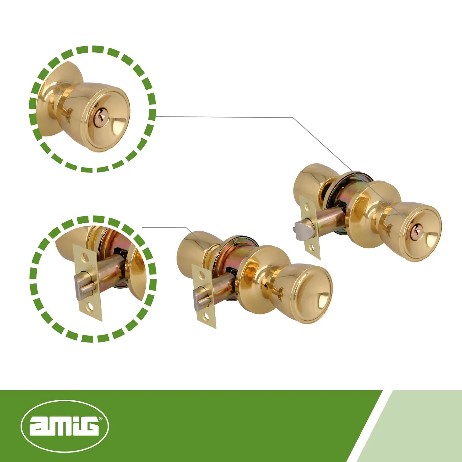 Amig set pomoli porta ottone opaco chiave 60/70mm