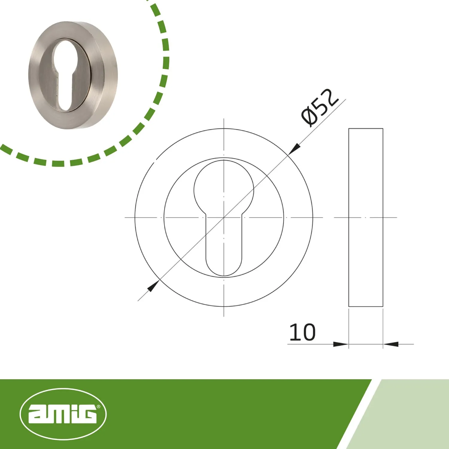 Amig 3Z Bocchetta Cilindro Europeo Tonda 52mm Cromo Opaco